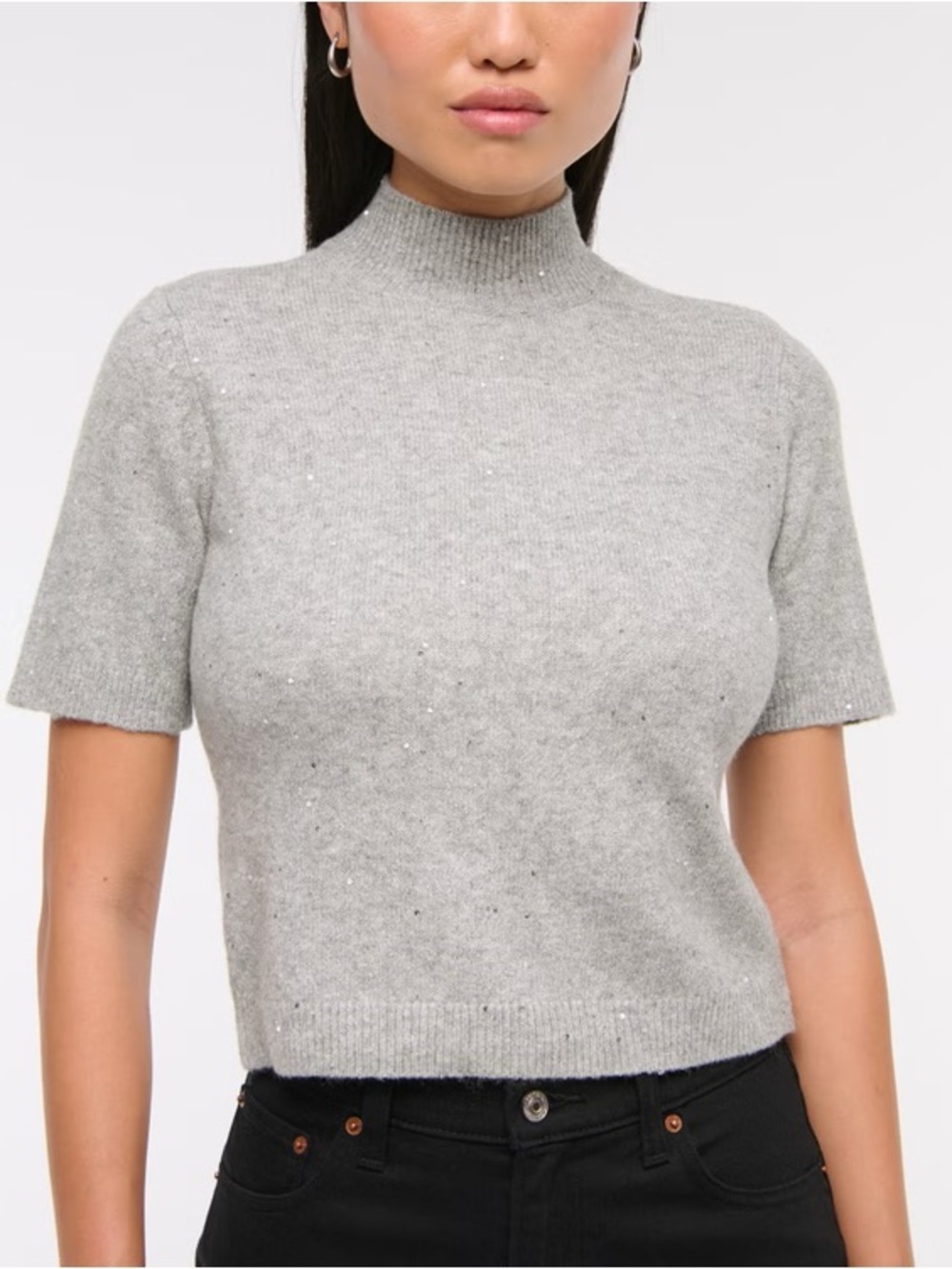 Abercrombie Gray Lurex Mockneck Sweater Tee